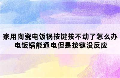 家用陶瓷电饭锅按键按不动了怎么办 电饭锅能通电但是按键没反应